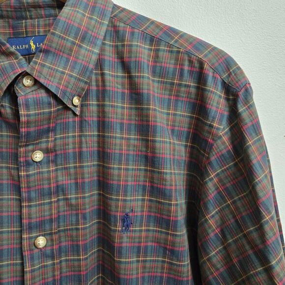 Ralph Lauren Mens Y2K Plaid Classic Button-Down Shirt Size Large Preppy Academia - Picture 4 of 12